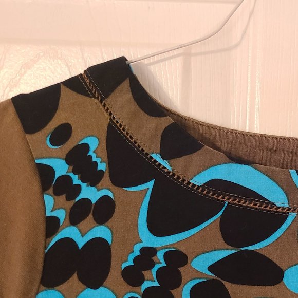 Boden Olive, Black, & Turquoise Abstract Pattern Dress ~ Size 10R US (14R UK) - Picture 4 of 6